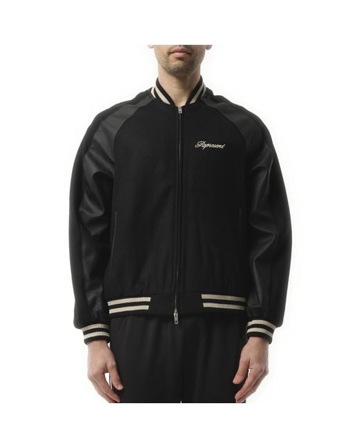 Represent Black Raglan Varsity Bomber Jacket, 100% Polyester, Size: Medium for men