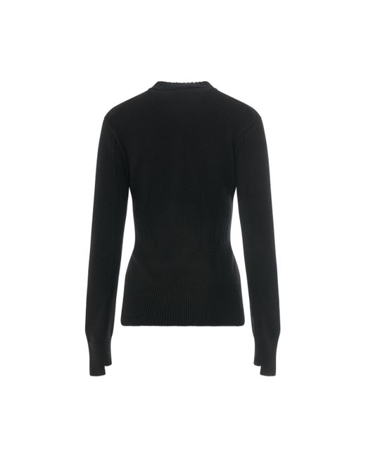 Alexander McQueen Black 'Corset Stitched Knit Pullover, Round Neck, Long Sleeves, , 100% Cashmere, Size: Small