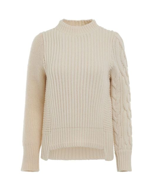Sacai White Wool Mohair Knit Pullover, Long Sleeves
