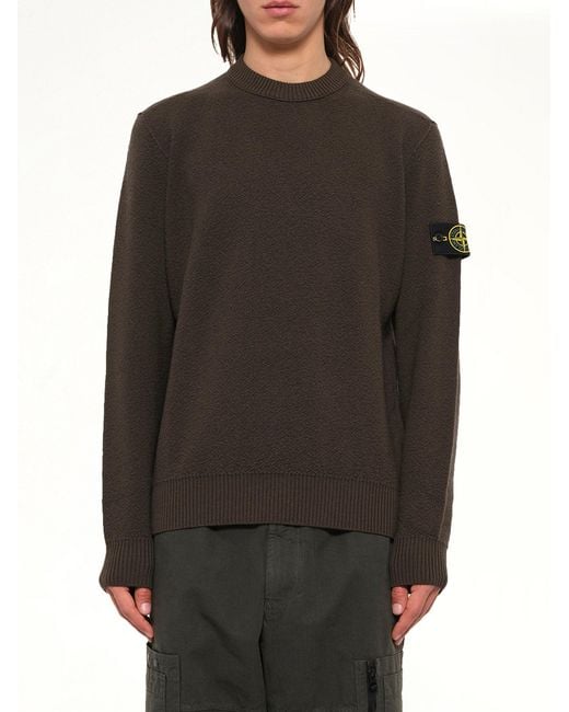 Stone Island Black 5100011 Light Rws Wool Crewneck Sweater for men