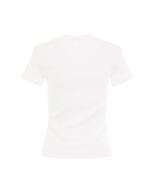 Off-White c/o Virgil Abloh White Off- Off Stamp Rib Basic T-Shirt, Round Neck, Short Sleeves, 100% Cotton