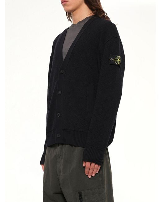 Stone Island Black 5100010 Light Rws Wool Cardigan for men