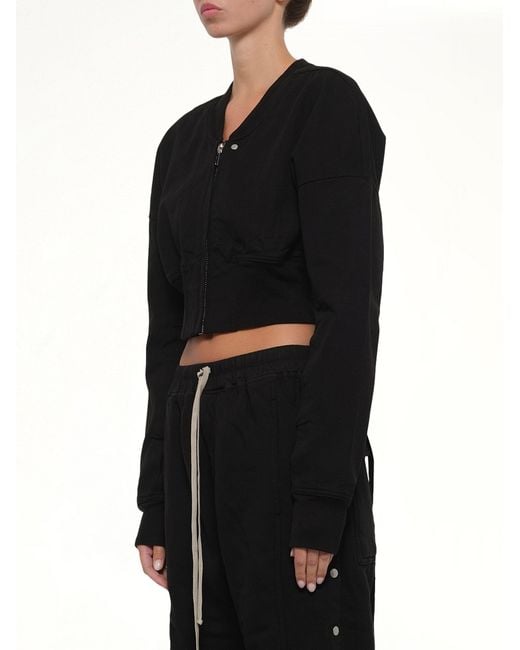 Rick Owens Black Flight Jacket Cropped