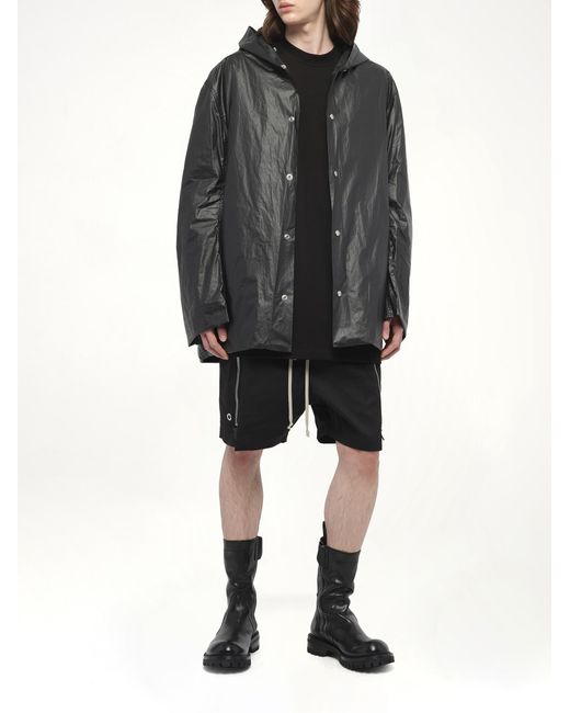 Rick Owens Gray Cropped Mac, 100% Polyester for men