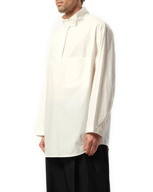 Lemaire White Vareuse Top, 100% Cotton, Size: Medium for men