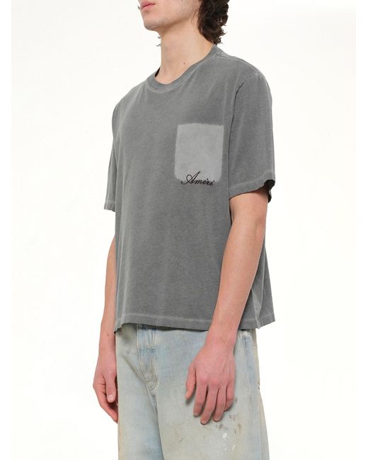 Amiri Gray Faded Pocket Crop T-Shirt for men