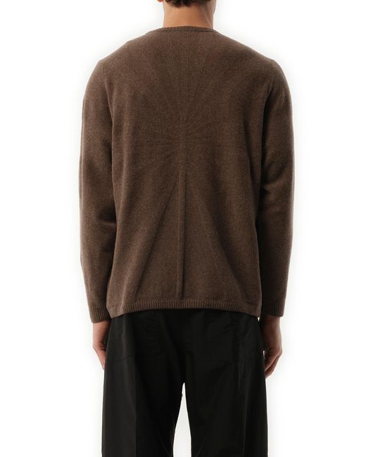 Rick Owens Brown X Moncler Jumbo Round Neck Sweater, Long Sleeves, 100% Cotton, Size: Small for men