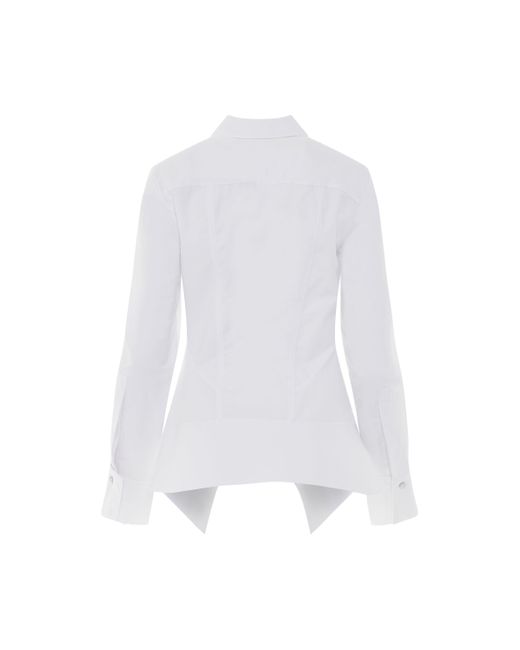 Givenchy White Peplum Long Sleeve Shirt, , 100% Cotton