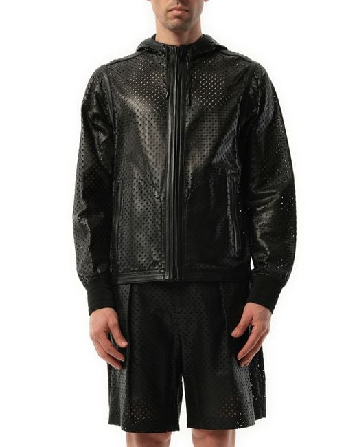 Givenchy Black Leather Hooded Jacket, 100% Leather, Size: Medium for men