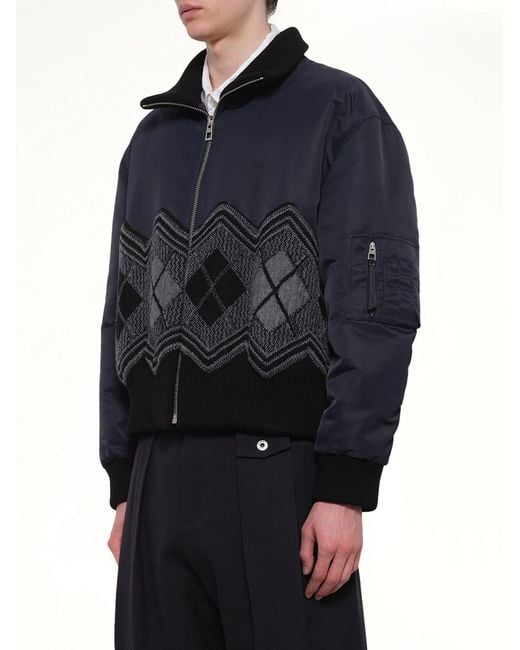 Loewe Blue Argyle Bomber Jacket for men