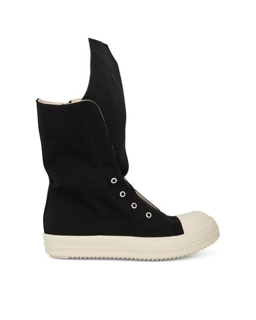 Rick Owens Black Boot Sneakers, 100% Cotton for men