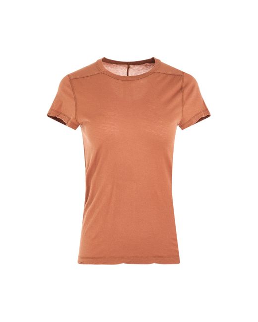 Rick Owens Orange Cropped Level T-Shirt, Round Neck, Short Sleeves, Henna, 100% Cotton