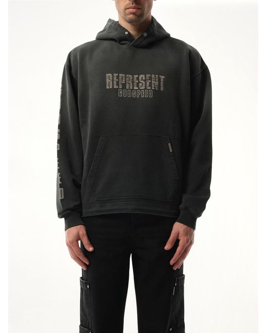 Represent Black Godspeed Hoodie, 100% Cotton, Size: Small for men