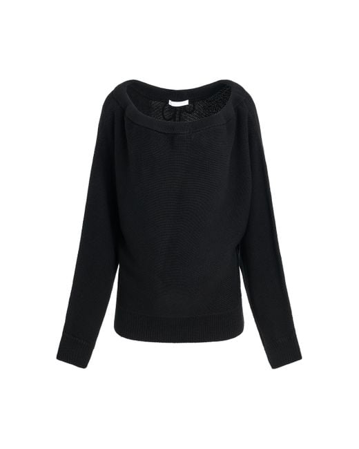 Helmut Lang Black Ruchd Dolman Sleeve Sweater, Drawstring Crew Neck, , 100% Cotton