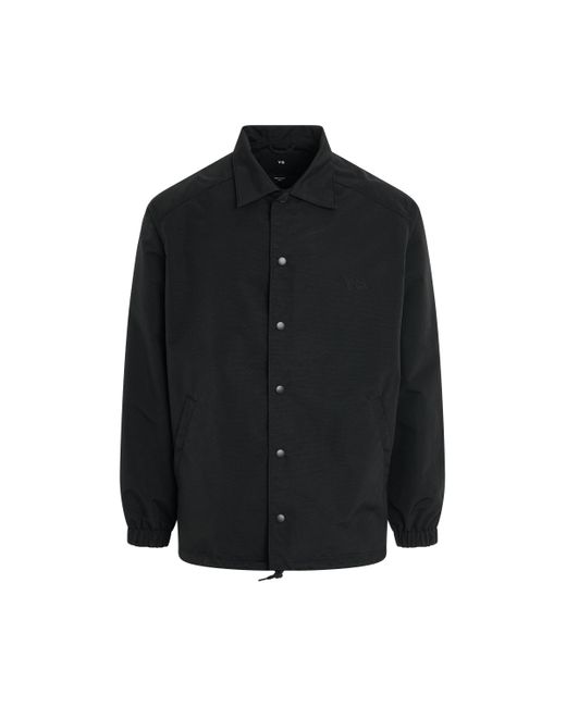 Y-3 Black Flower Graphic Coach Jacket, Long Sleeves, , 100% Polyamide, Size: Medium for men