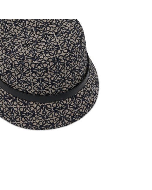 Loewe Gray Anagram Jacquard And Calf Bucket Hat, /, 100% Cotton