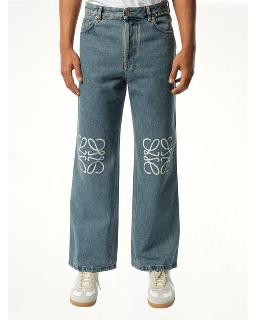 Loewe Blue Anagram Baggy Jeans Af, 100% Cotton for men