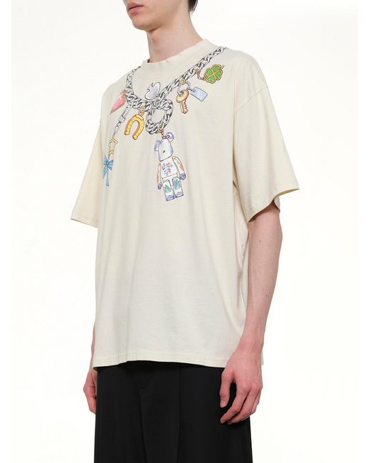 Egonlab White Bearbrick Print Cotton T-Shirt for men