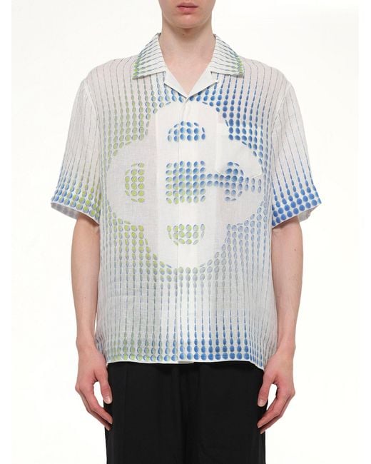 Casablanca White Pills Cuban Collar Ss Shirt for men