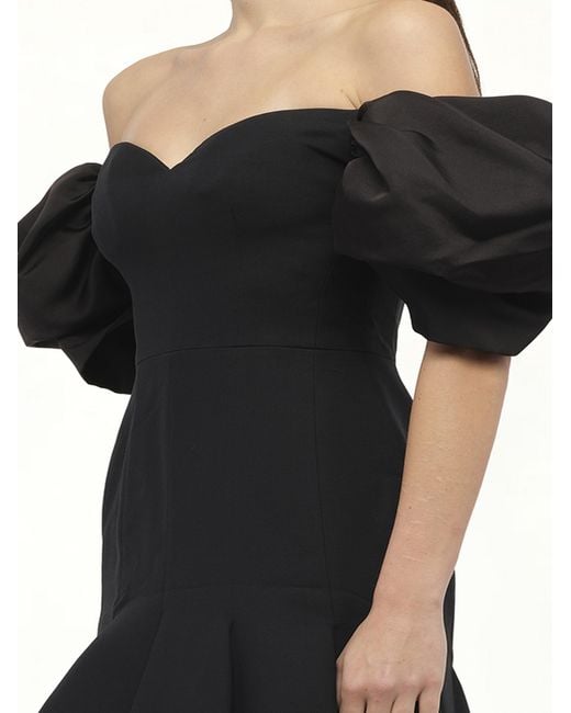 McQueen Black Wool Silk Dress