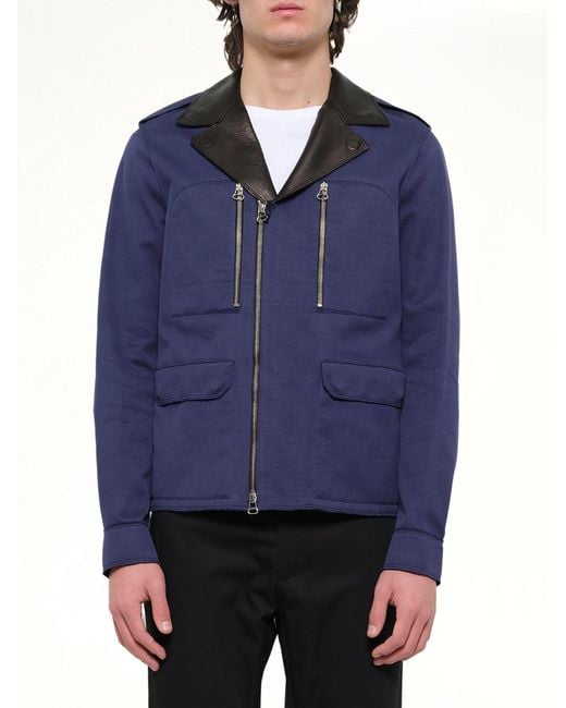 Lanvin Blue Leather Jacket for men