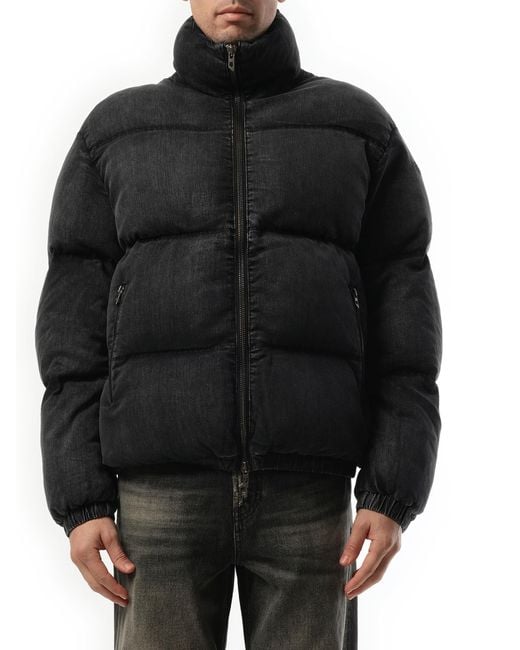 DIESEL Black W-Mons Down Jacket, 100% Cotton for men