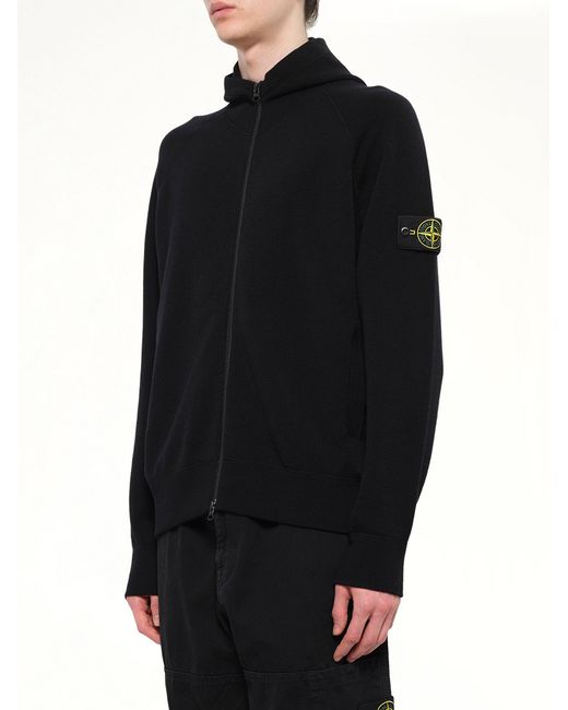 Stone Island Black 5100062 Wool Hoodie for men