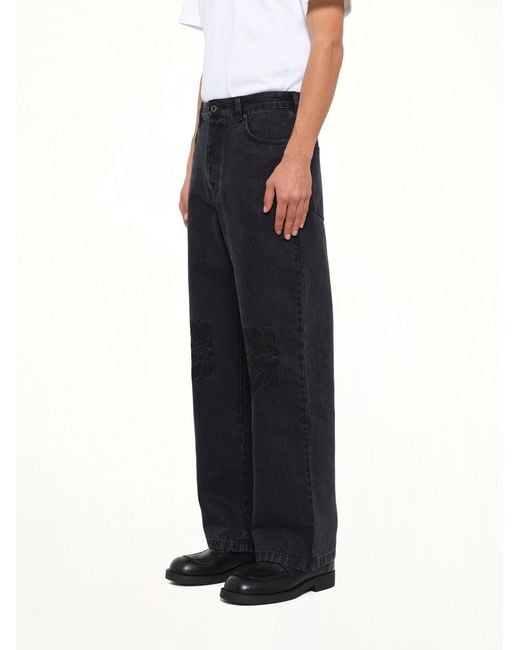 Loewe Black Tonal Anagram Baggy Jeans Af for men