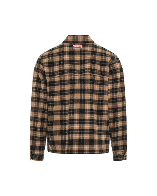 KENZO Green 'Western Checked Overshirt, Long Sleeves, , Size: Small for men