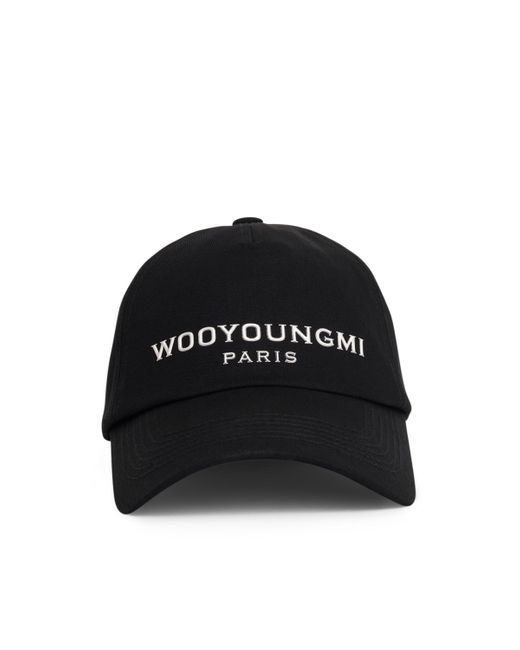 Wooyoungmi Black Irridecent Logo Cap, , 100% Cotton for men