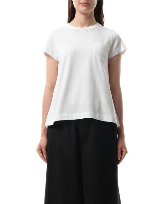 Sacai White X Cotton Poplin X Jersey T-Shirt, Short Sleeves, 100% Cotton
