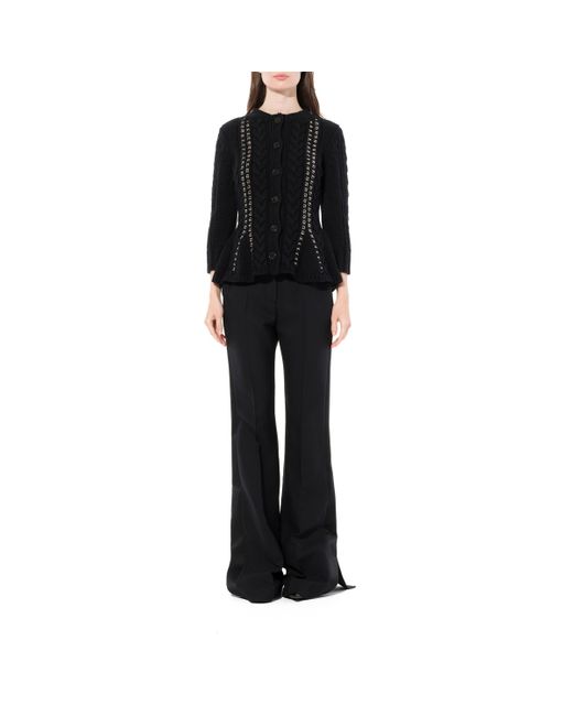 Alexander McQueen Black Peplum Cardigan, Long Sleeves, Size: Medium