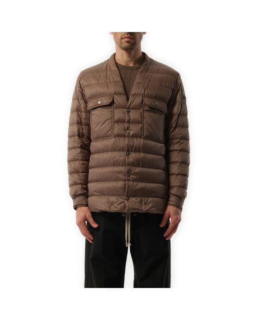 Rick Owens Brown X Moncler Padded Outershirt, Long Sleeves, , 100% Polyester for men