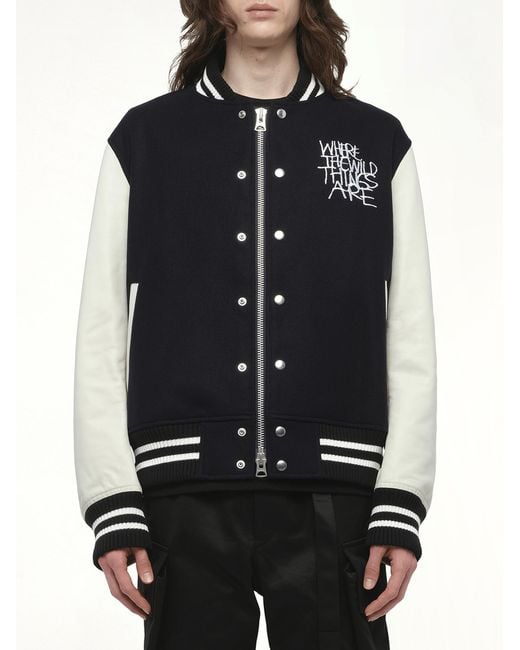 Sacai Blue Where The Wild Things Are Blouson Bomber Jacket, 100% Cupro for men