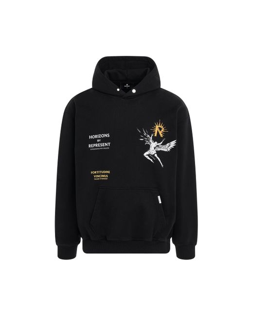 Represent Black 'Icarus Hoodie, Long Sleeves, Jet, 100% Cotton, Size: Small for men