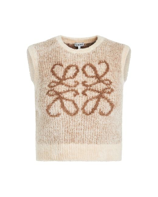Loewe Natural 'Anagram Knit Vest, Round Neck, , 100% Cotton, Size: Small