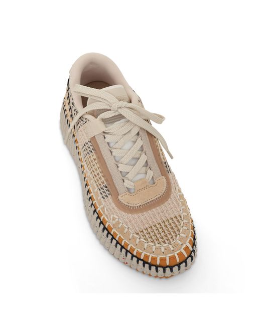 Chloé Natural Nama Lower Impact Mesh Sneakers, Biscotti, 100% Leather