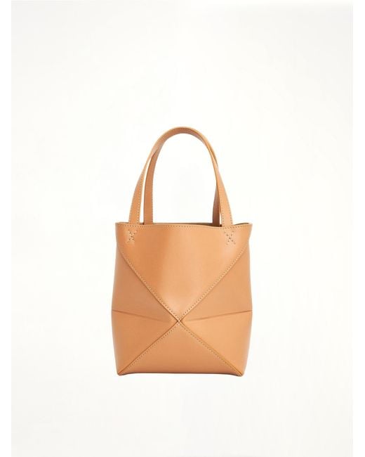 Loewe White Mini Puzzle Fold Tote Bag, 100% Vacuno-Calf Skin