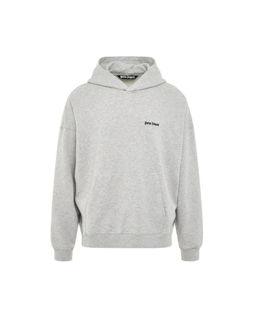 Palm Angels Gray Embroidered Logo Hoodie In Melange Grey for men