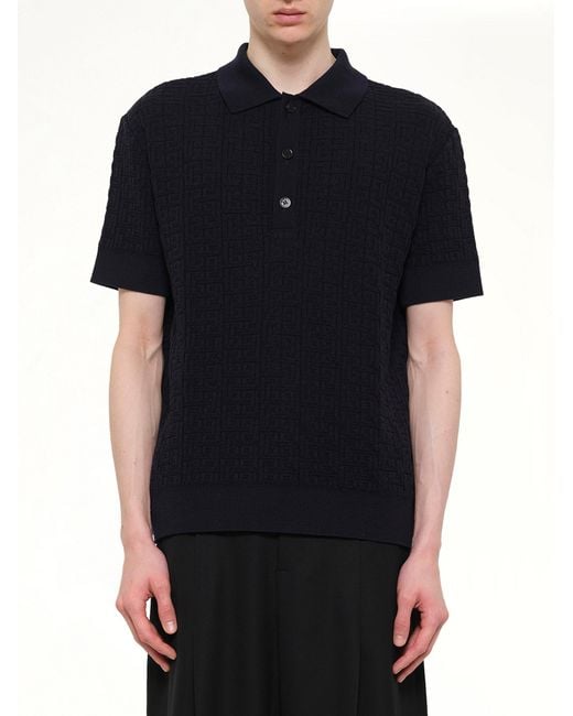 Balmain Black Monogram Vanise Knit Polo for men