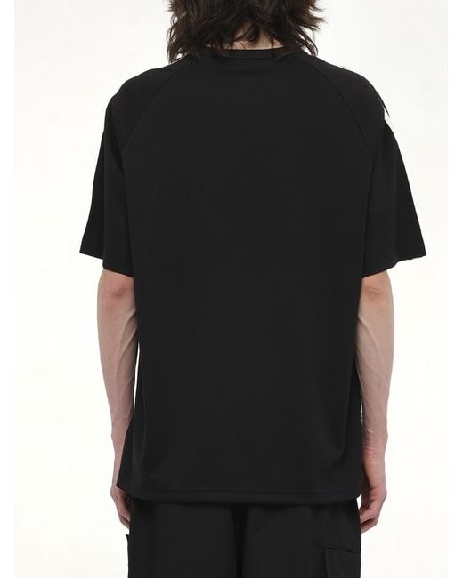 Y-3 Black Short Sleeve T-Shirt 3-Stripes, Size: Small for men