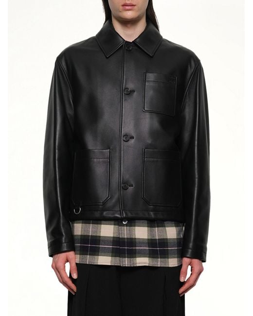 Loewe Black Leather Workwear Jacket for men