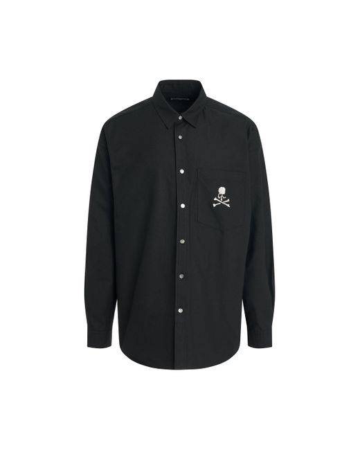 Mastermind Japan Black Long Sleeve Casual Shirt, , 100% Cotton, Size: Medium for men
