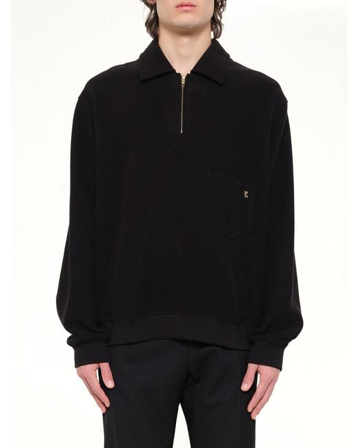 Wooyoungmi Black Cotton Quarter Zip Sweatshirt for men