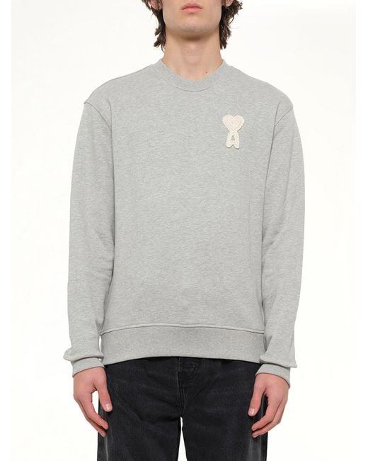 AMI Gray Knitted Adc Sweatshirt for men