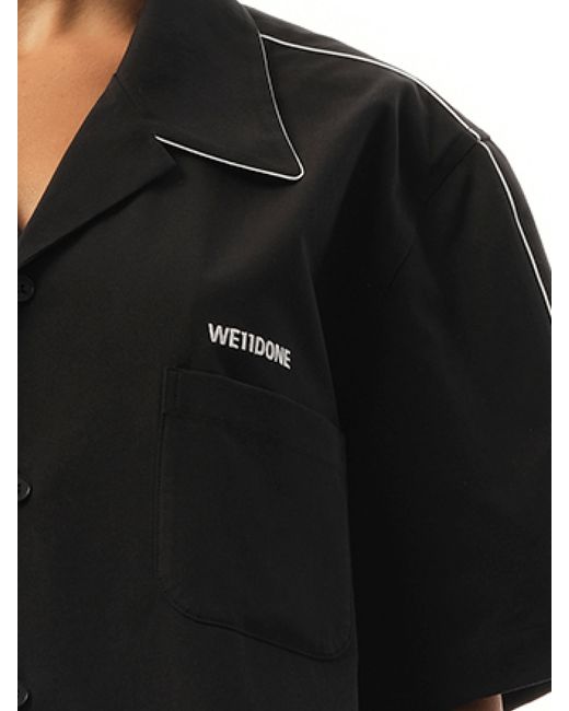 we11done Black Short-Sleeved Convertible Shirt, Short Sleeves, 100% Cotton, Size: Medium