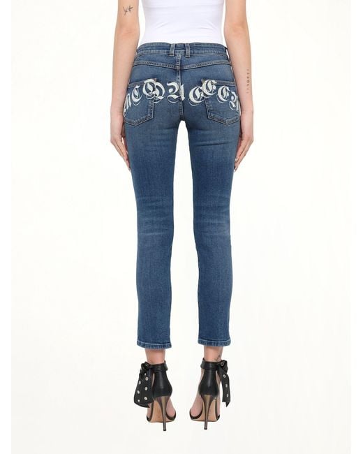McQueen Blue Embroidered Denim Jeans
