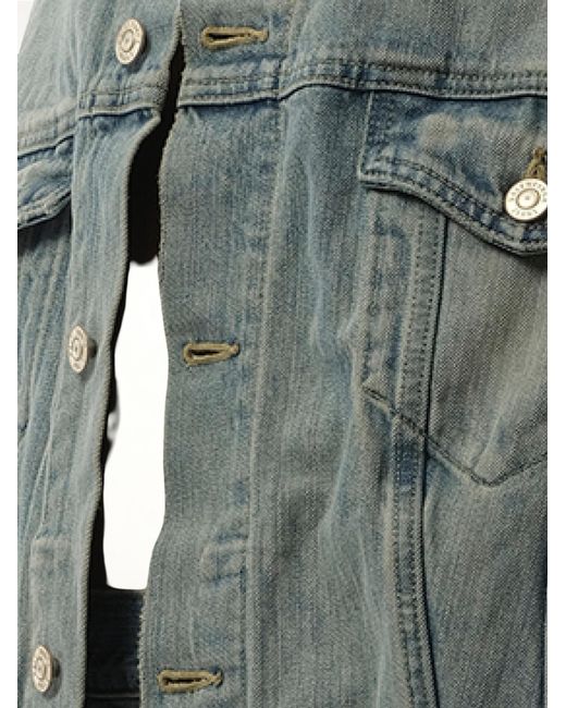 Balenciaga Gray Off Shoulder Selvedge Denim Jacket