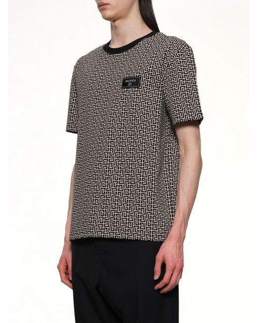 Balmain Gray Monogram Couture Label Regular T-Shirt for men