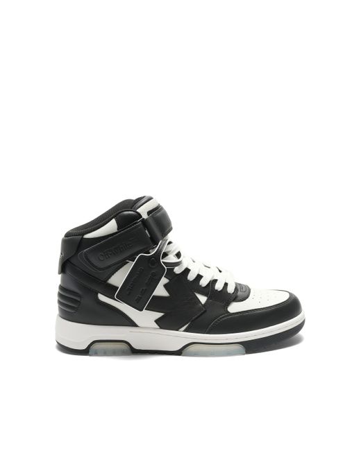 Off-White c/o Virgil Abloh Black Off- Out Of Office Mid Top Leather Sneakers, /, 100% Rubber